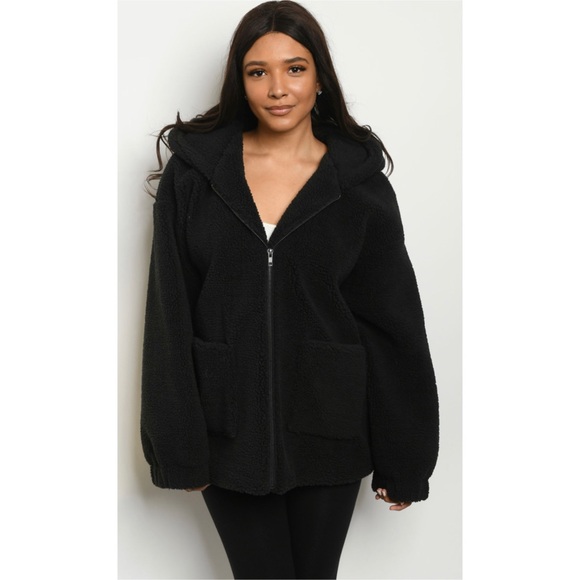 Oversized teddy zip up coat - Picture 3 of 8